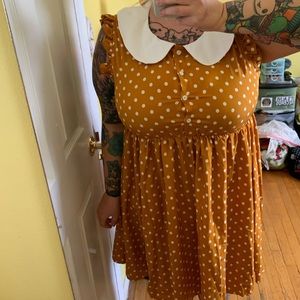 Mustard yellow polka dot dress